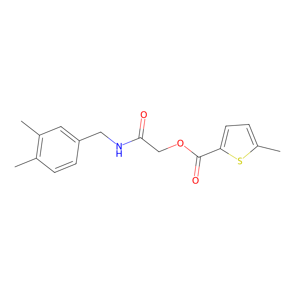 {[(3,4-Dimethylphenyl)methyl]carbamoyl}methyl 5-methylthiophene-2-carboxylate molecular structure, CAS 1638709-51-9