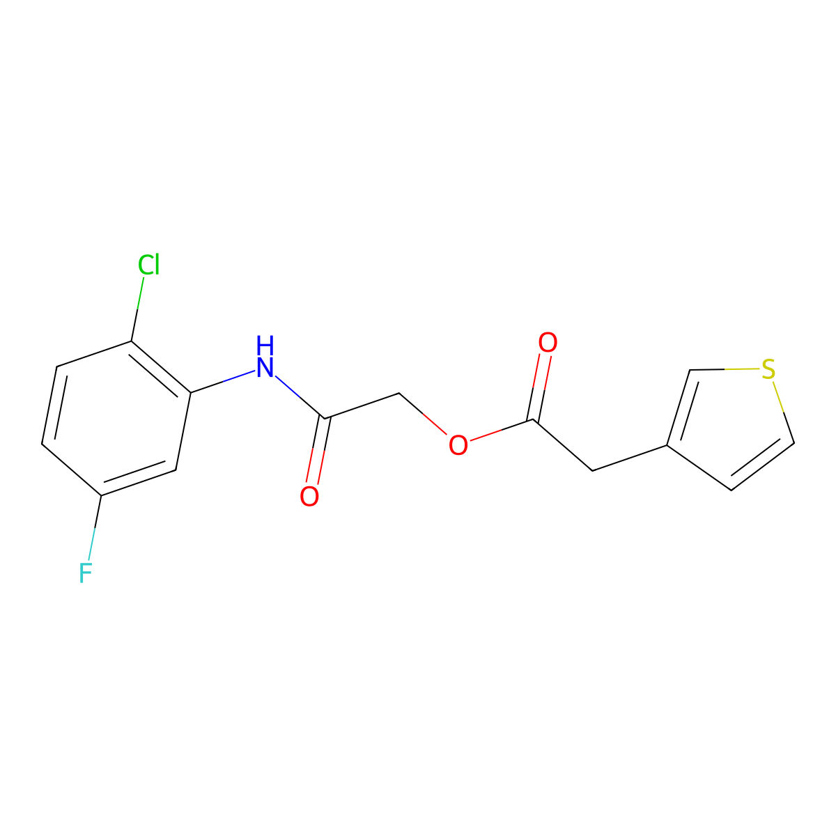 2-[(2-Chloro-5-fluorophenyl)amino]-2-oxoethyl thiophen-3-ylacetate molecular structure, CAS 1638709-82-6