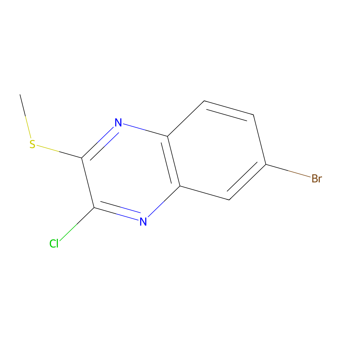 6-Bromo-3-chloro-2-(methylsulfanyl)quinoxaline molecular structure, CAS 1638735-35-9