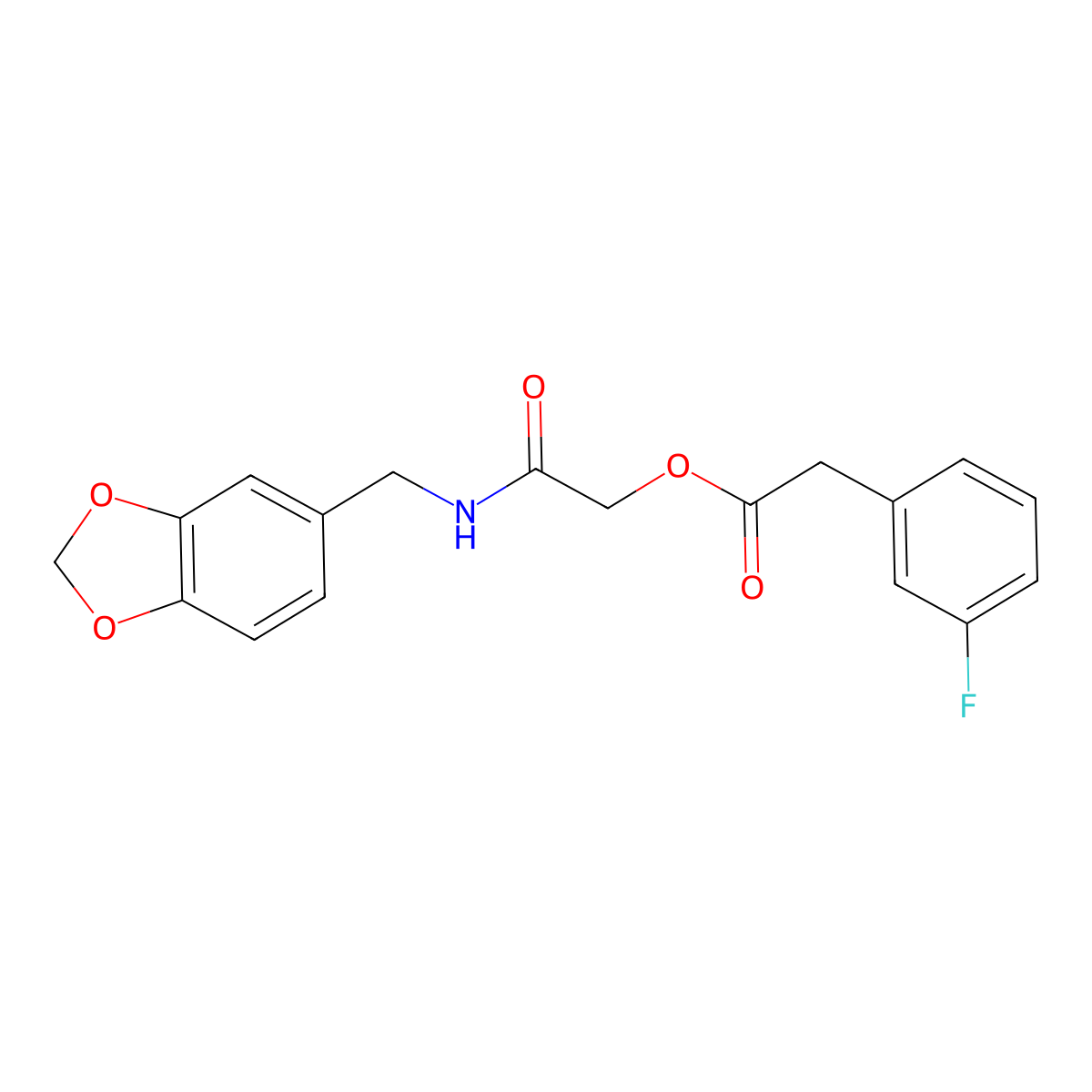 [2-(1,3-Benzodioxol-5-ylmethylamino)-2-oxoethyl] 2-(3-fluorophenyl)acetate molecular structure, CAS 1638736-29-4