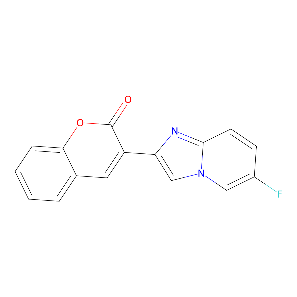3-(6-fluoroimidazo[1,2-a]pyridin-2-yl)-2H-chromen-2-one molecular structure, CAS 1638736-30-7