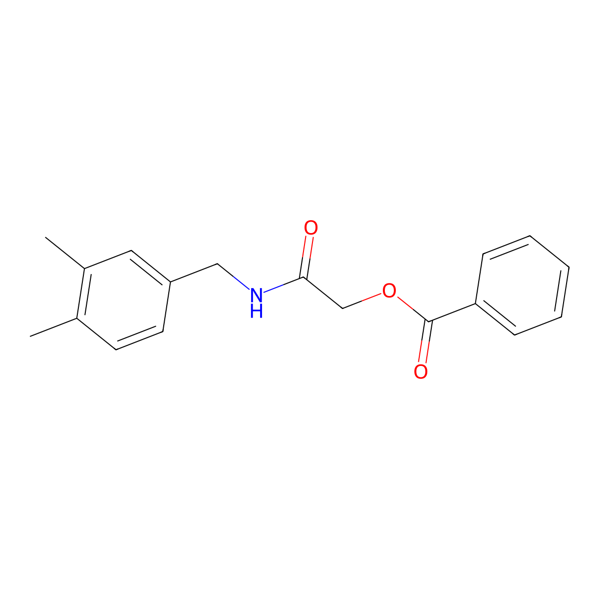 {[(3,4-Dimethylphenyl)methyl]carbamoyl}methyl benzoate molecular structure, CAS 1638736-44-3