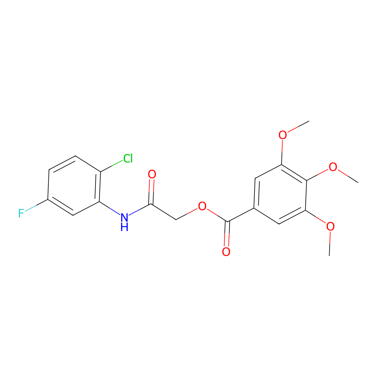 [(2-Chloro-5-fluorophenyl)carbamoyl]methyl 3,4,5-trimethoxybenzoate molecular structure, CAS 1638737-56-0