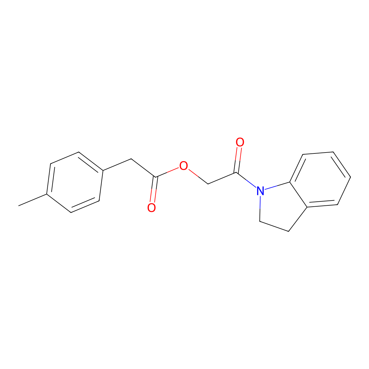 2-(2,3-dihydro-1H-indol-1-yl)-2-oxoethyl (4-methylphenyl)acetate molecular structure, CAS 1638737-68-4