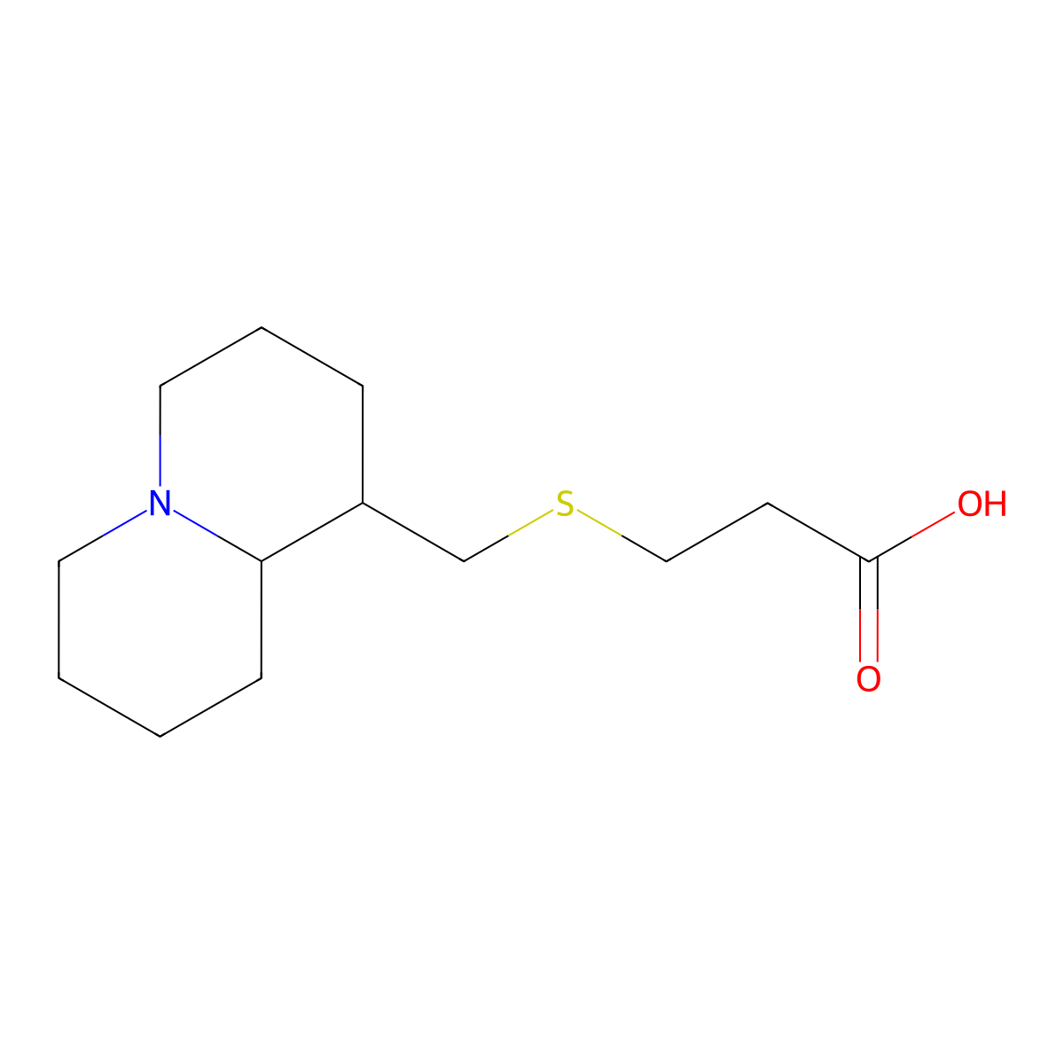 3-[(octahydro-2H-quinolizin-1-ylmethyl)sulfanyl]propanoic acid molecular structure, CAS 1638737-87-7