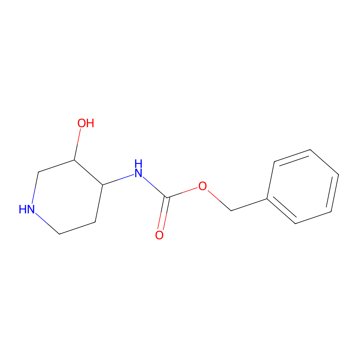 Benzyl ((3S,4S)-3-hydroxypiperidin-4-yl)carbamate molecular structure, CAS 1638743-89-1