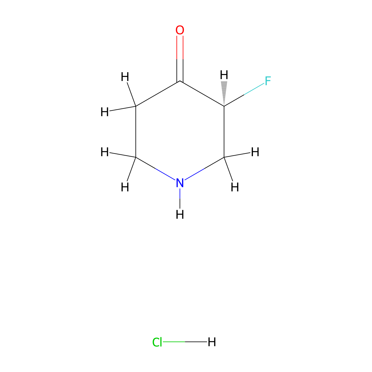 (3S)-3-fluoropiperidin-4-one;hydrochloride molecular structure, CAS 1638744-03-2