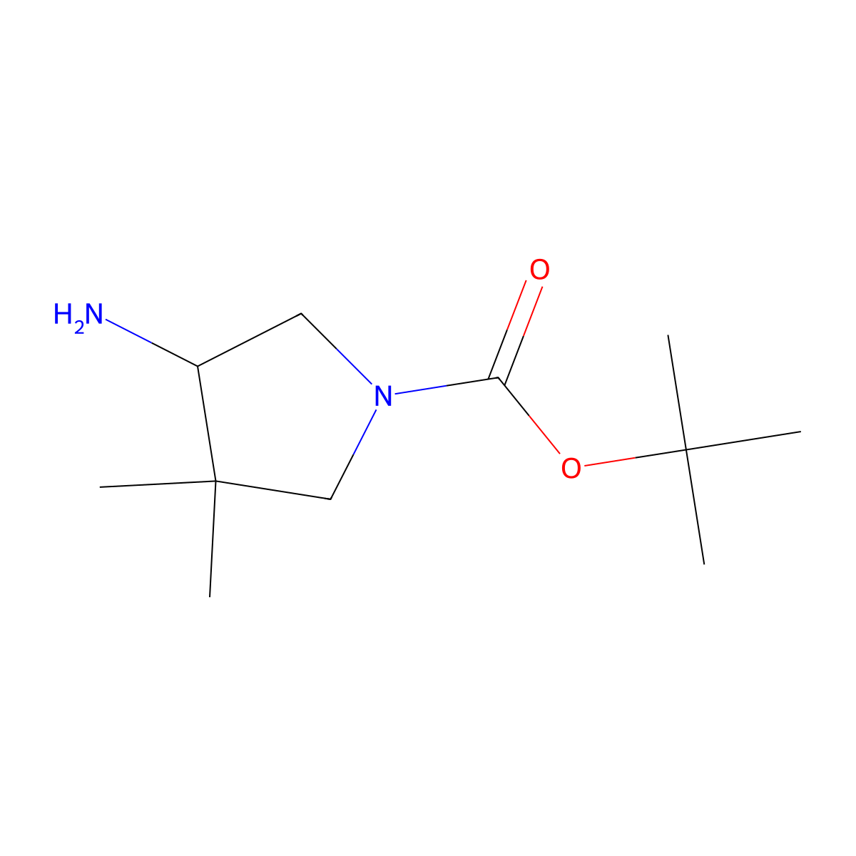 tert-butyl (4S)-4-amino-3,3-dimethylpyrrolidine-1-carboxylate molecular structure, CAS 1638744-08-7