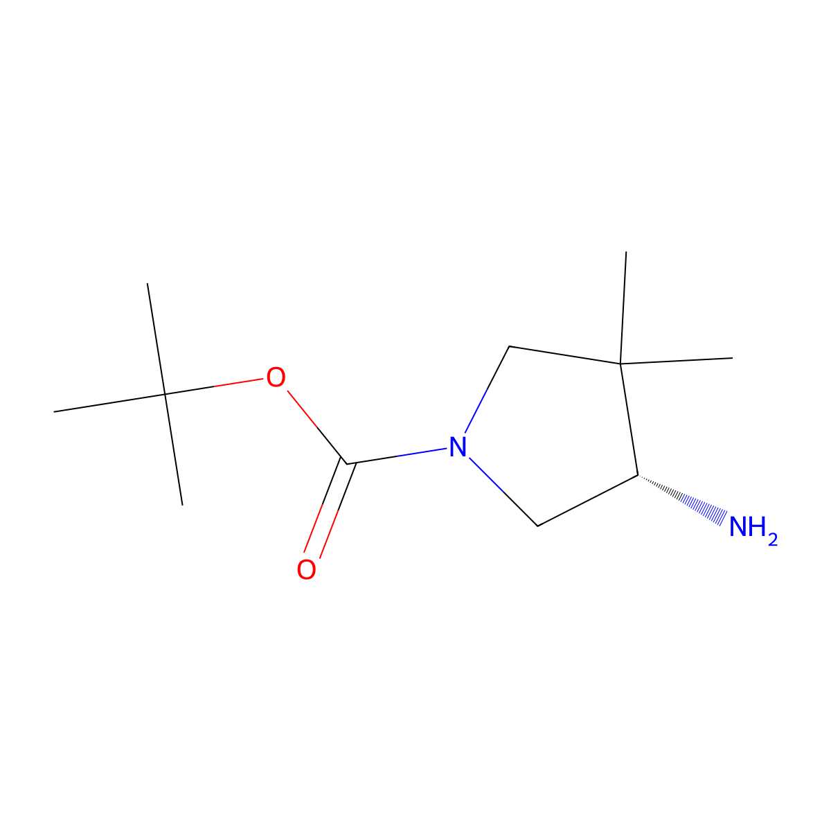 tert-butyl (4S)-4-amino-3,3-dimethylpyrrolidine-1-carboxylate molecular structure, CAS 1638744-08-7