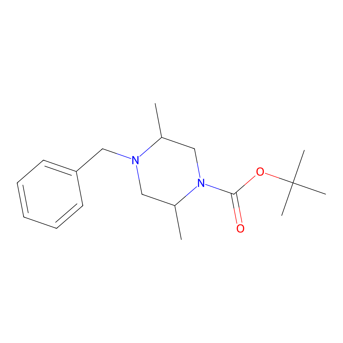 (2S,5R)-4-Benzyl-2,5-dimethyl-piperazine-1-carboxylic acid tert-butyl ester molecular structure, CAS 1638744-26-9