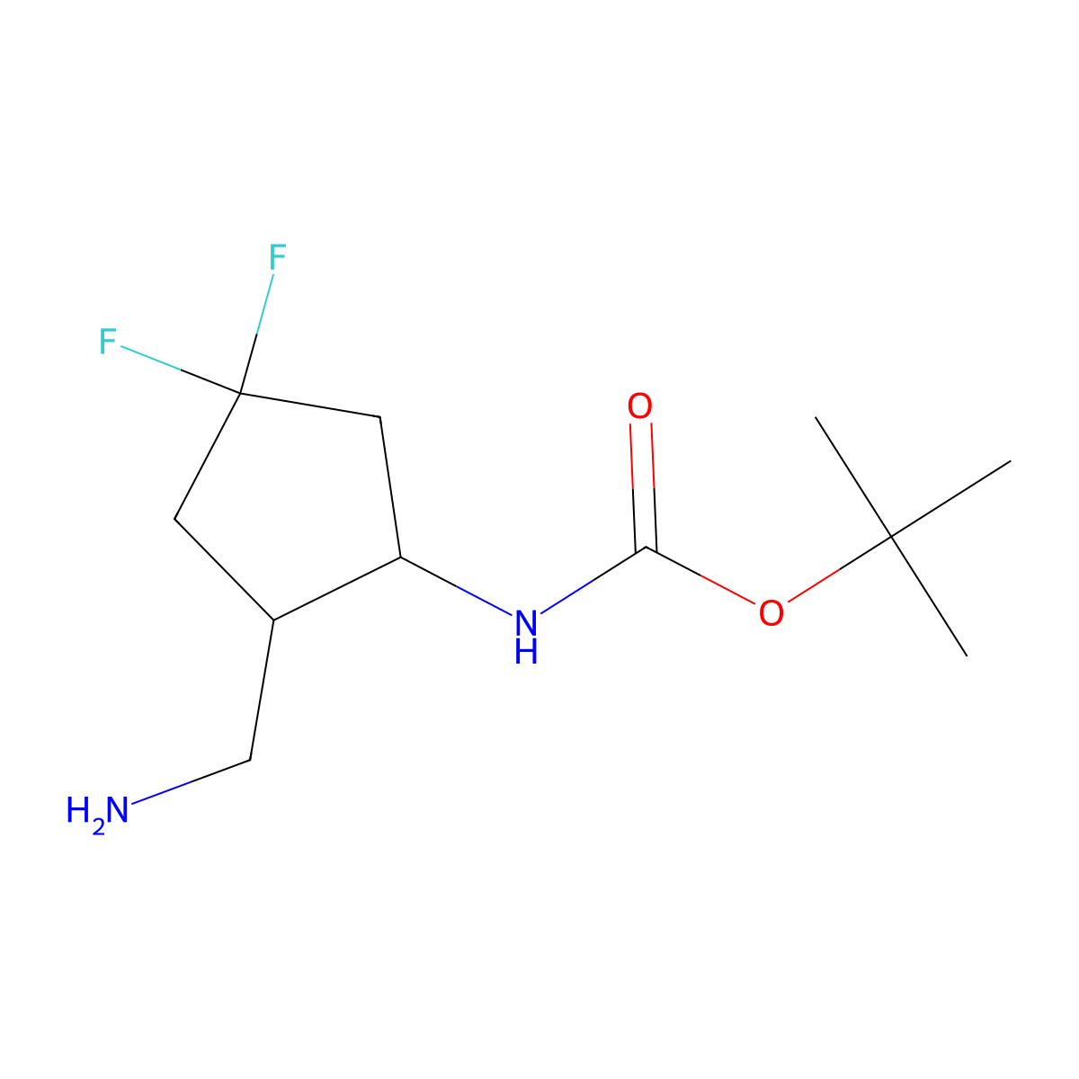 tert-Butyl ((1S,2S)-2-(aminomethyl)-4,4-difluorocyclopentyl)carbamate molecular structure, CAS 1638744-34-9