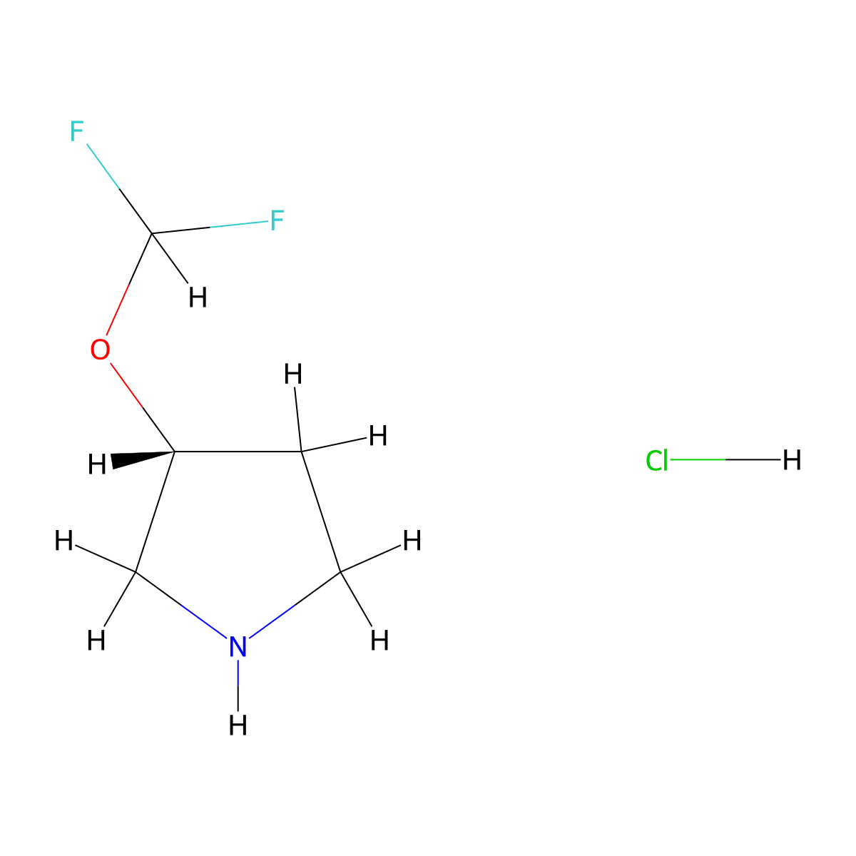 (R)-3-(difluoromethoxy)pyrrolidine hydrochloride molecular structure, CAS 1638744-53-2