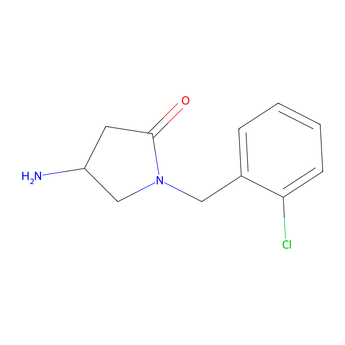 (4S)-4-amino-1-[(2-chlorophenyl)methyl]pyrrolidin-2-one molecular structure, CAS 1638744-58-7