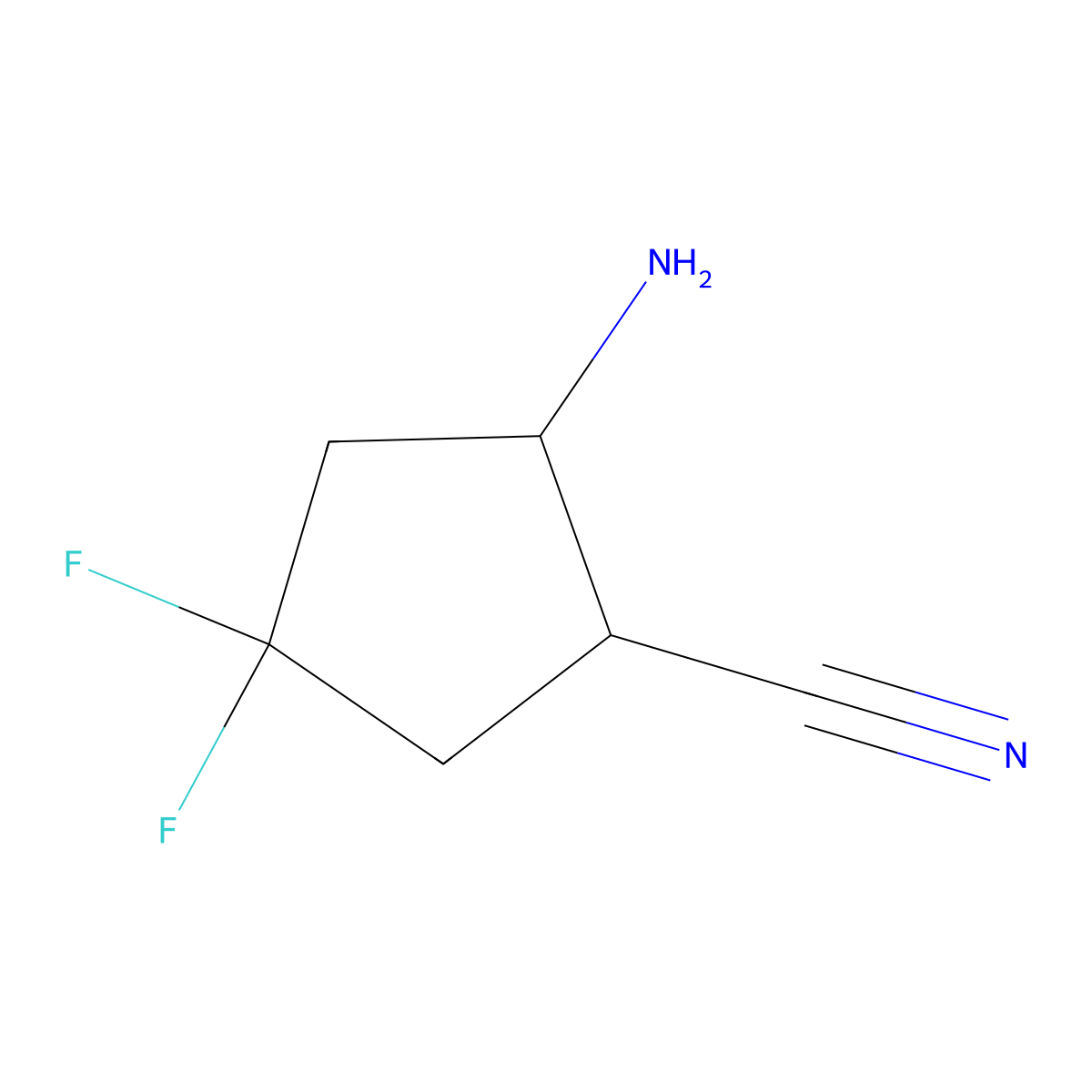 (1R,2S)-2-amino-4,4-difluorocyclopentane-1-carbonitrile molecular structure, CAS 1638744-67-8