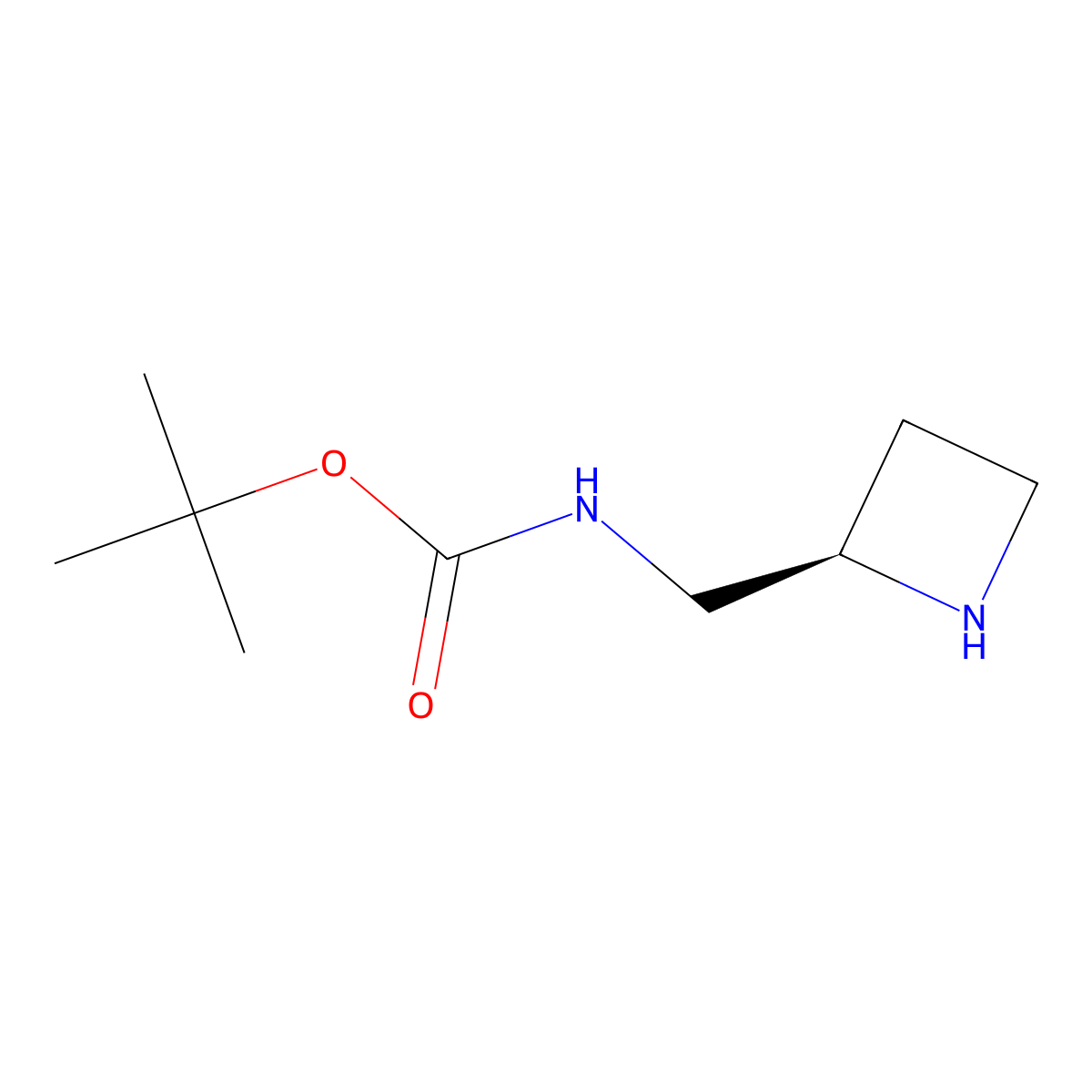 (R)-tert-Butyl (azetidin-2-ylmethyl)carbamate molecular structure, CAS 1638744-81-6