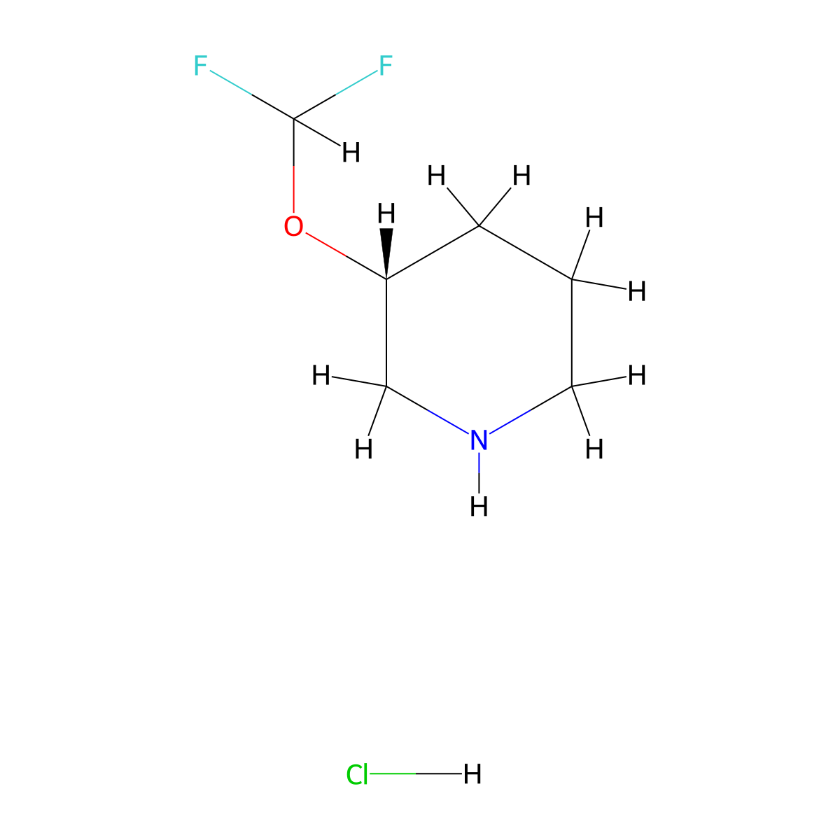 (3R)-3-(difluoromethoxy)piperidinehydrochloride molecular structure, CAS 1638744-82-7