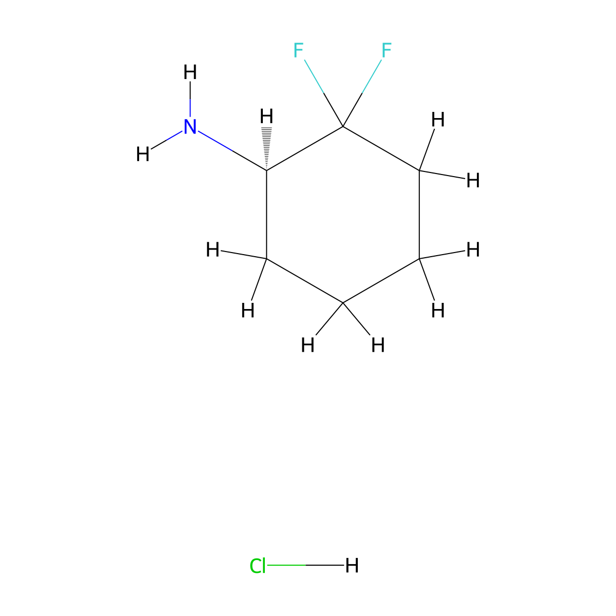 (1R)-2,2-difluorocyclohexan-1-amine hydrochloride molecular structure, CAS 1638744-85-0