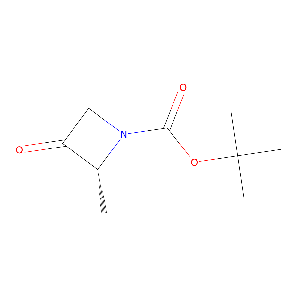 1-Azetidinecarboxylic acid, 2-methyl-3-oxo-, 1,1-dimethylethyl ester, (2R)- molecular structure, CAS 1638744-93-0
