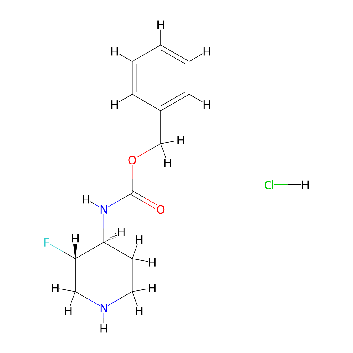 Benzyl ((3S,4S)-3-fluoropiperidin-4-yl)carbamate hydrochloride molecular structure, CAS 1638744-94-1