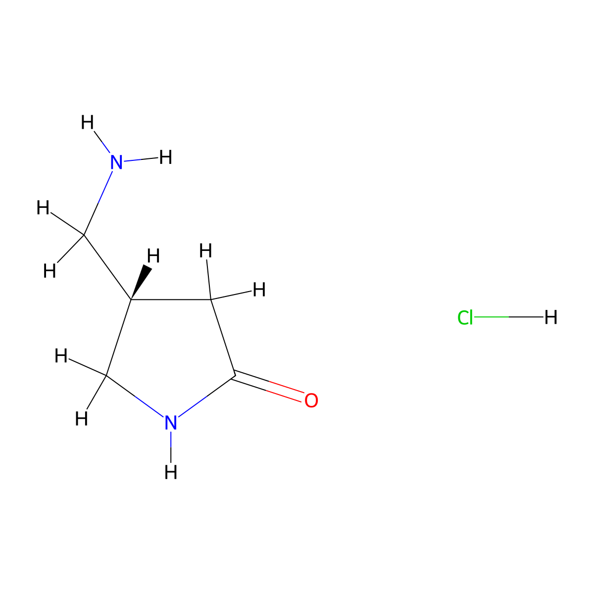 (4S)-4-(aminomethyl)pyrrolidin-2-one hydrochloride molecular structure, CAS 1638744-96-3