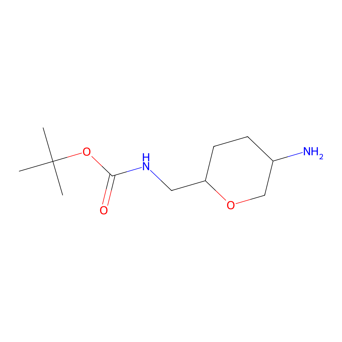 tert-butyl N-{[(2S,5R)-5-aminooxan-2-yl]methyl}carbamate molecular structure, CAS 1638744-98-5