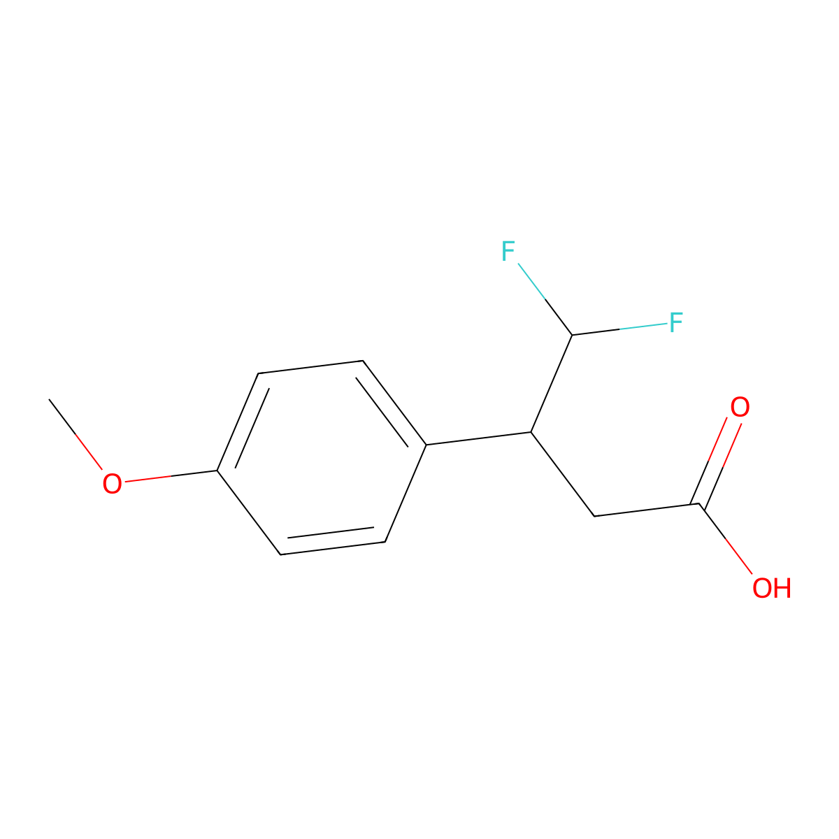 4,4-Difluoro-3-(4-methoxyphenyl)butanoic acid molecular structure, CAS 1638757-34-2