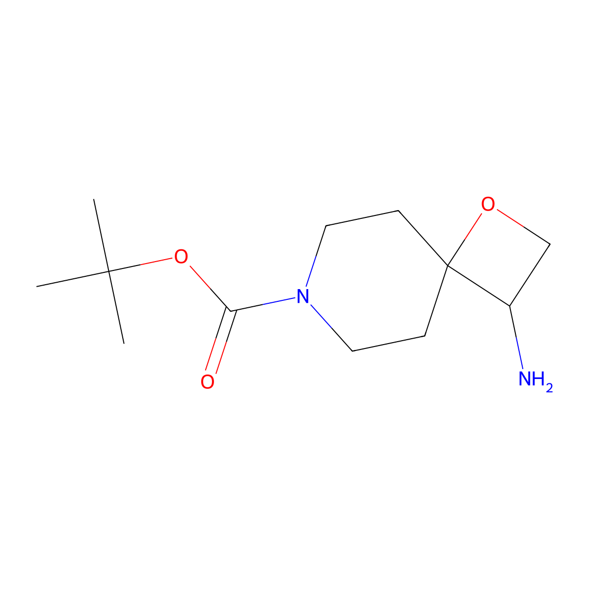 tert-Butyl 3-amino-1-oxa-7-azaspiro[3.5]nonane-7-carboxylate molecular structure, CAS 1638759-39-3
