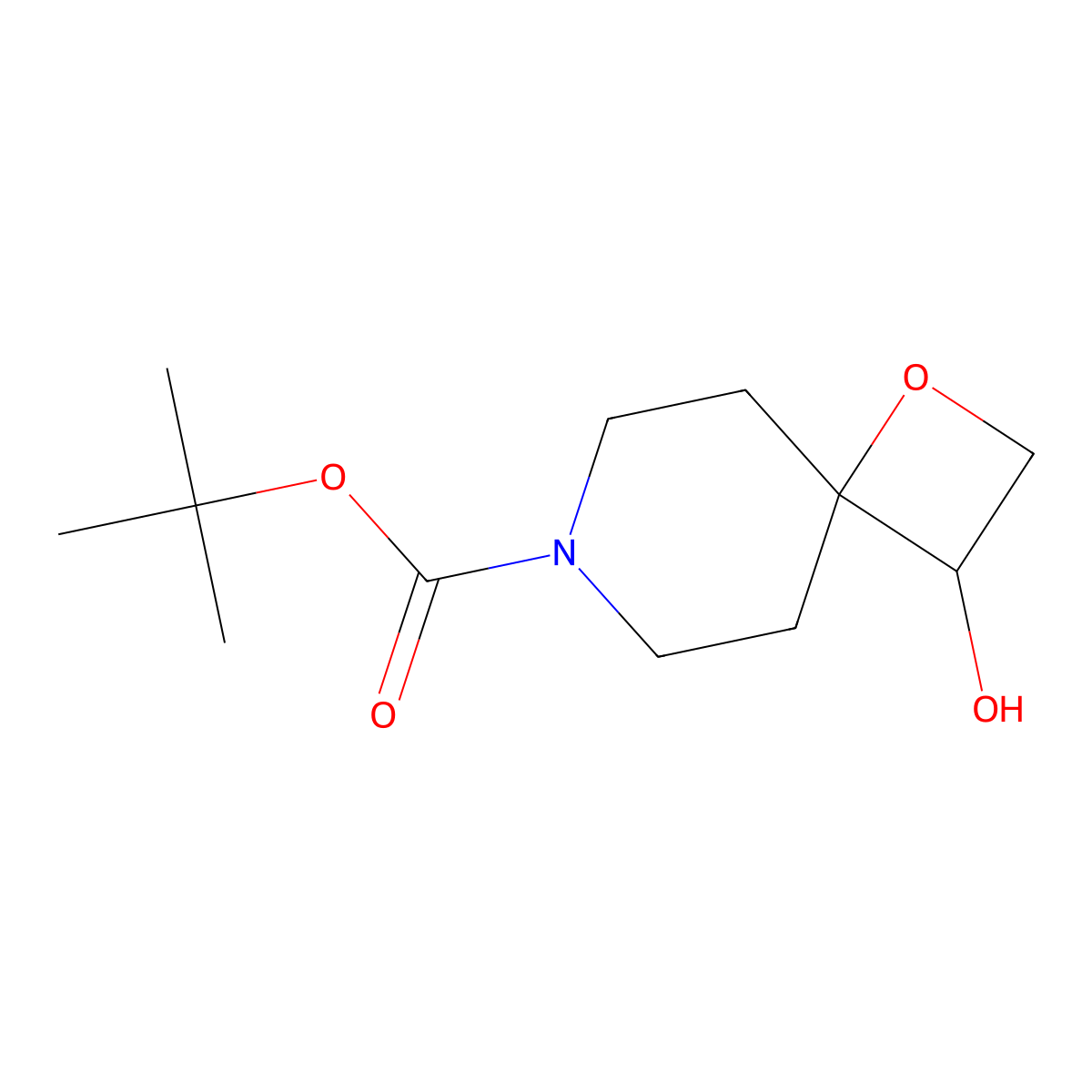tert-Butyl 3-hydroxy-1-oxa-7-azaspiro[3.5]nonane-7-carboxylate molecular structure, CAS 1638759-42-8