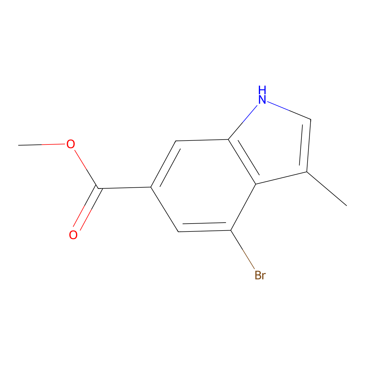 methyl 4-bromo-3-methyl-1H-indole-6-carboxylate molecular structure, CAS 1638759-59-7