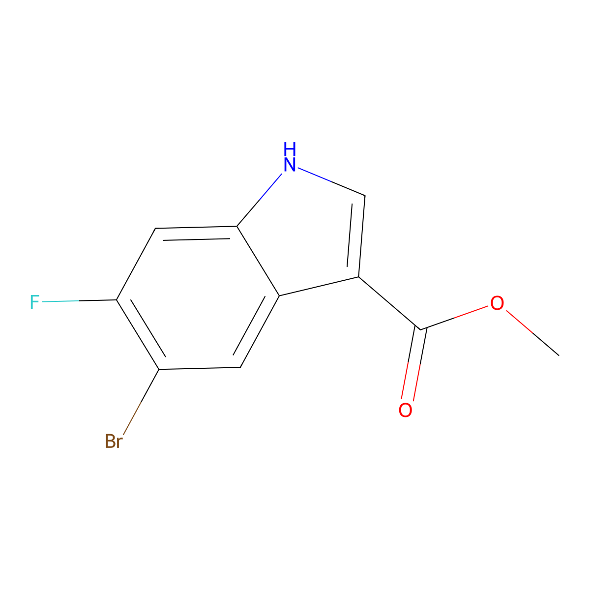 methyl 5-bromo-6-fluoro-1H-indole-3-carboxylate molecular structure, CAS 1638759-63-3