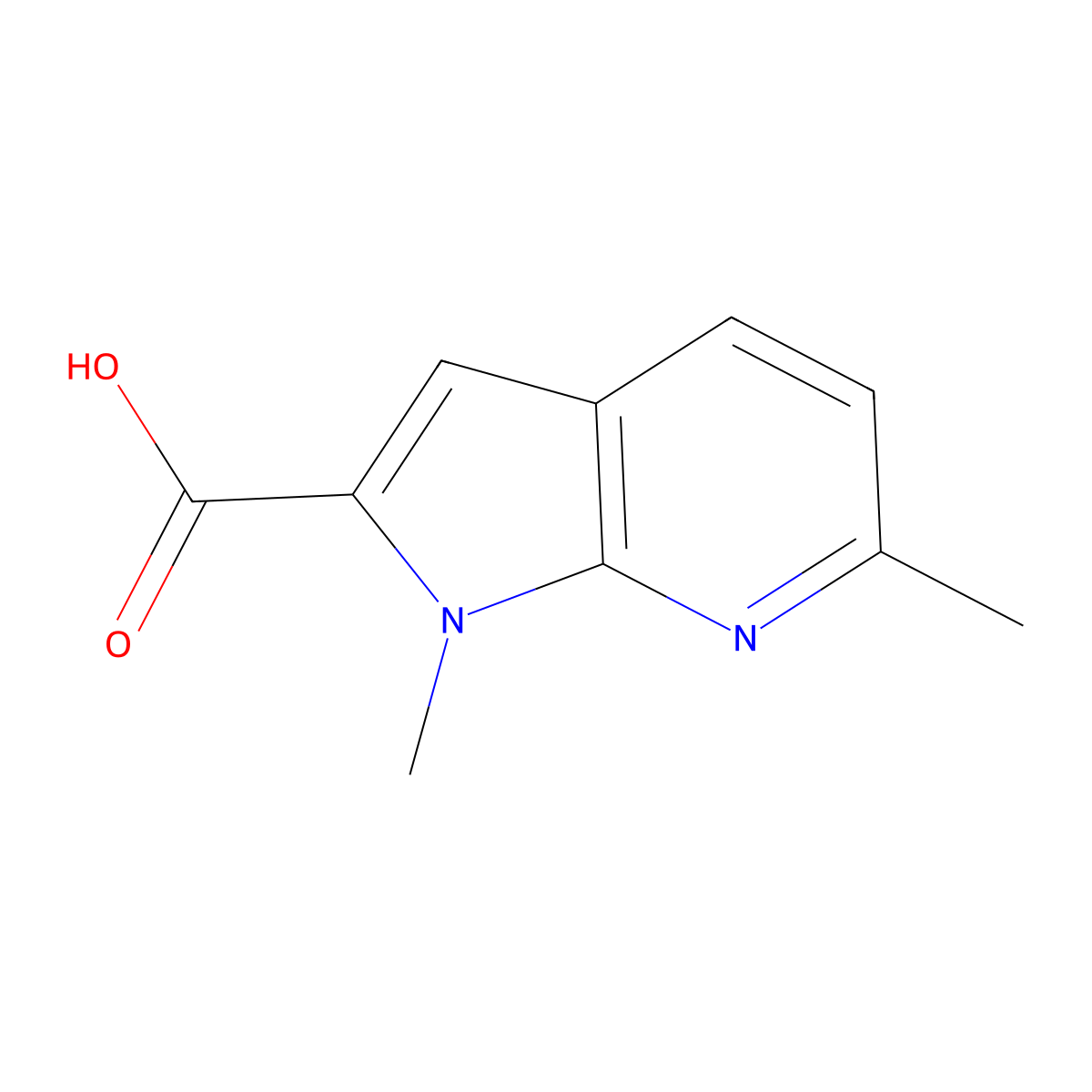 1,6-dimethyl-1H-pyrrolo[2,3-b]pyridine-2-carboxylic acid molecular structure, CAS 1638759-65-5