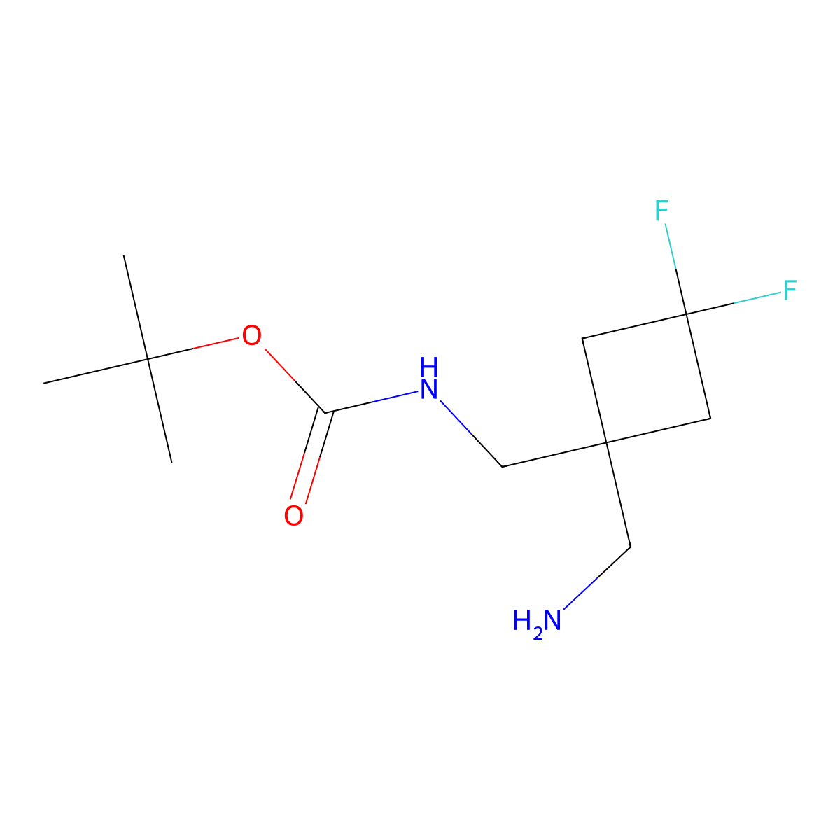 tert-butyl N-{[1-(aminomethyl)-3,3-difluorocyclobutyl]methyl}carbamate molecular structure, CAS 1638759-66-6