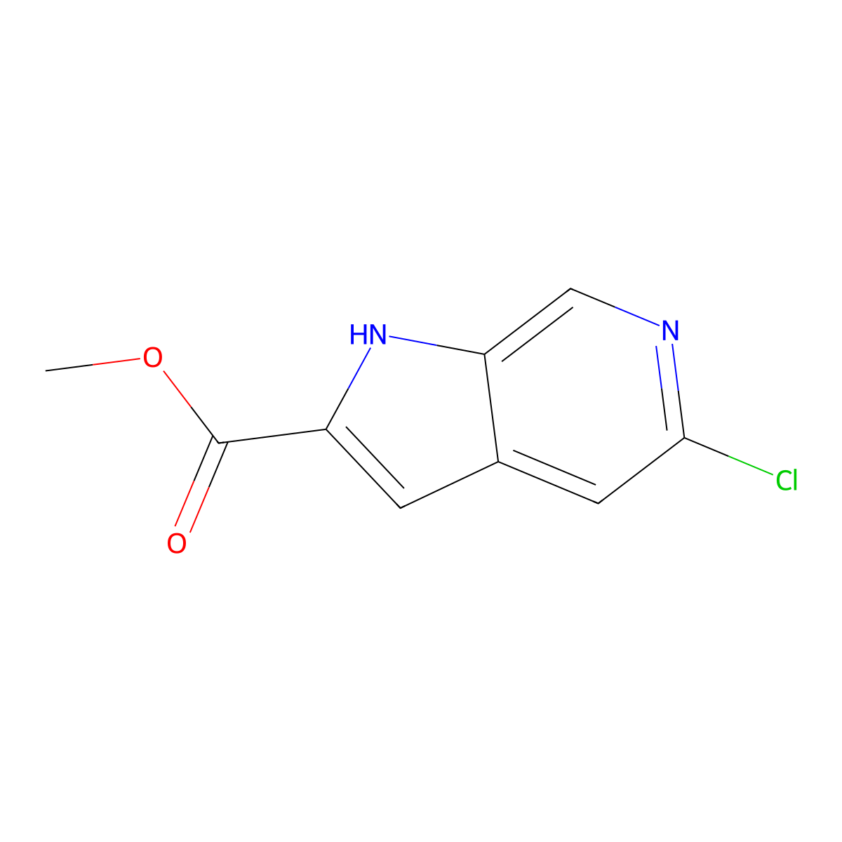 methyl 5-chloro-1H-pyrrolo[2,3-c]pyridine-2-carboxylate molecular structure, CAS 1638759-69-9
