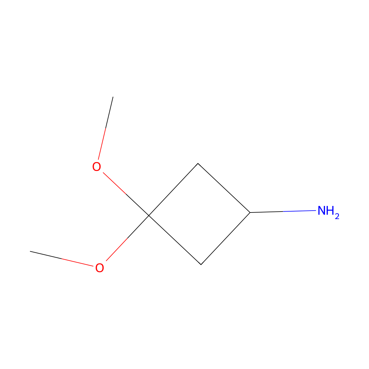 3,3-Dimethoxycyclobutan-1-amine molecular structure, CAS 1638759-70-2