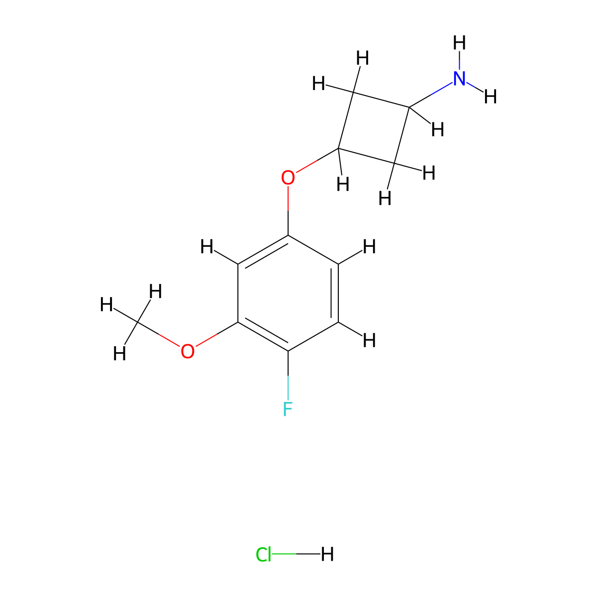 trans-3-(4-Fluoro-3-methoxyphenoxy)cyclobutan-1-amine hydrochloride molecular structure, CAS 1638759-81-5