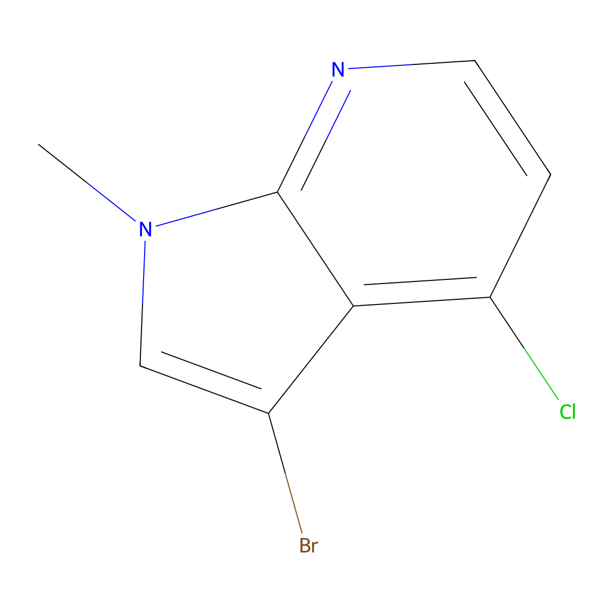 3-bromo-4-chloro-1-methyl-1H-pyrrolo[2,3-b]pyridine molecular structure, CAS 1638759-98-4