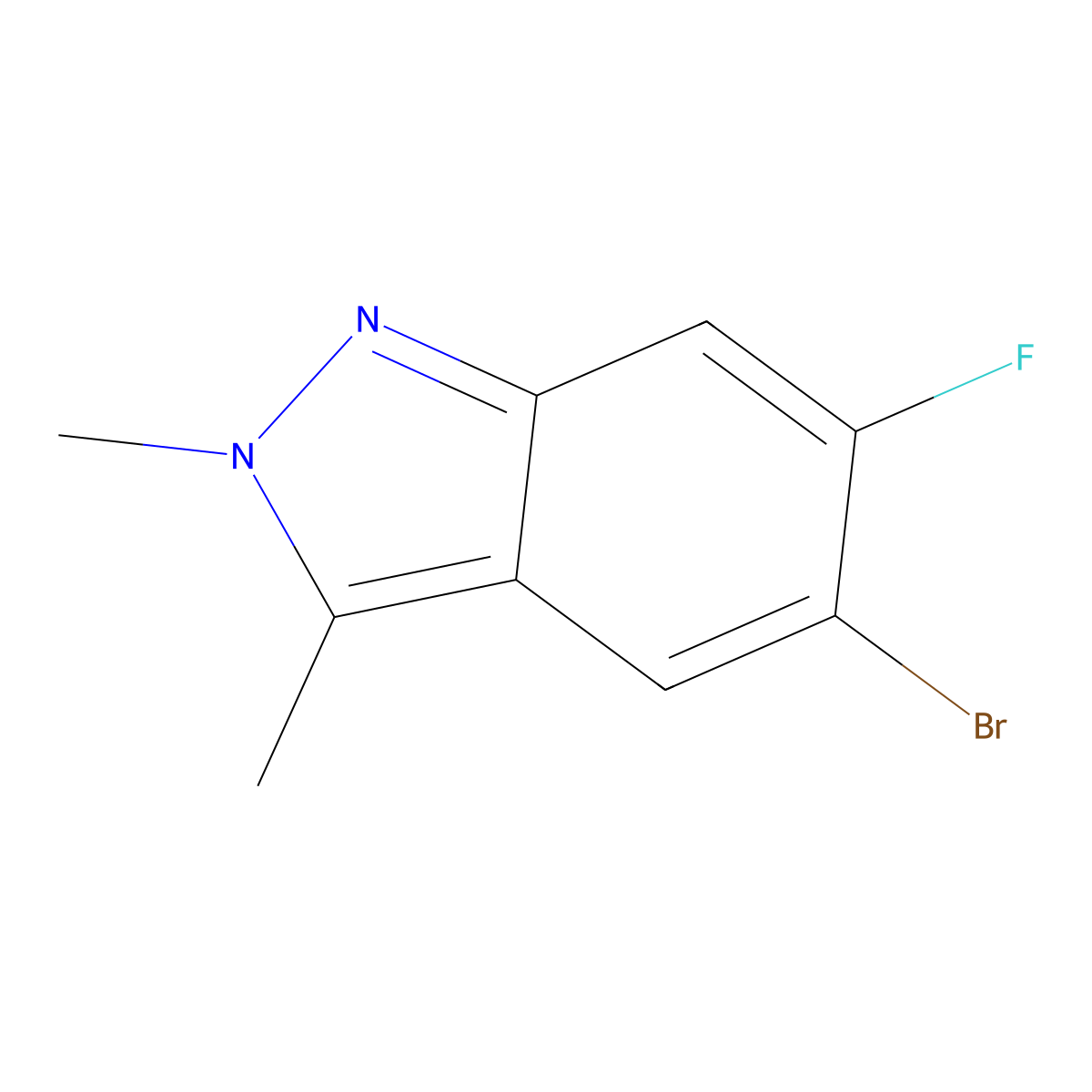 5-bromo-6-fluoro-2,3-dimethyl-2H-indazole molecular structure, CAS 1638760-00-5