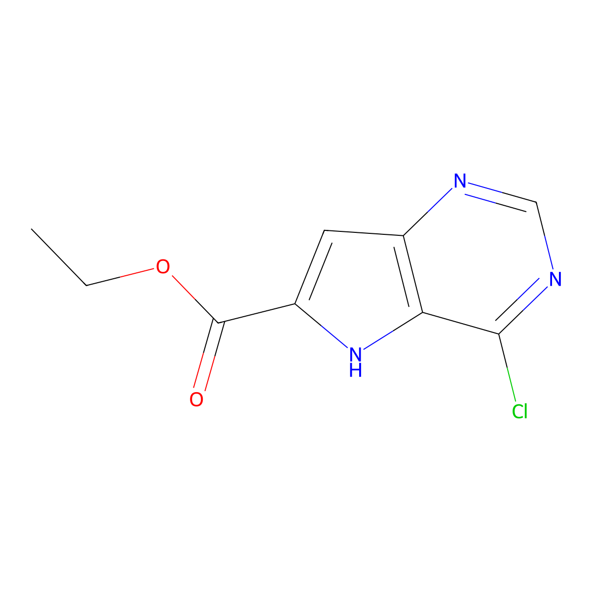 ethyl 4-chloro-5H-pyrrolo[3,2-d]pyrimidine-6-carboxylate molecular structure, CAS 1638760-02-7