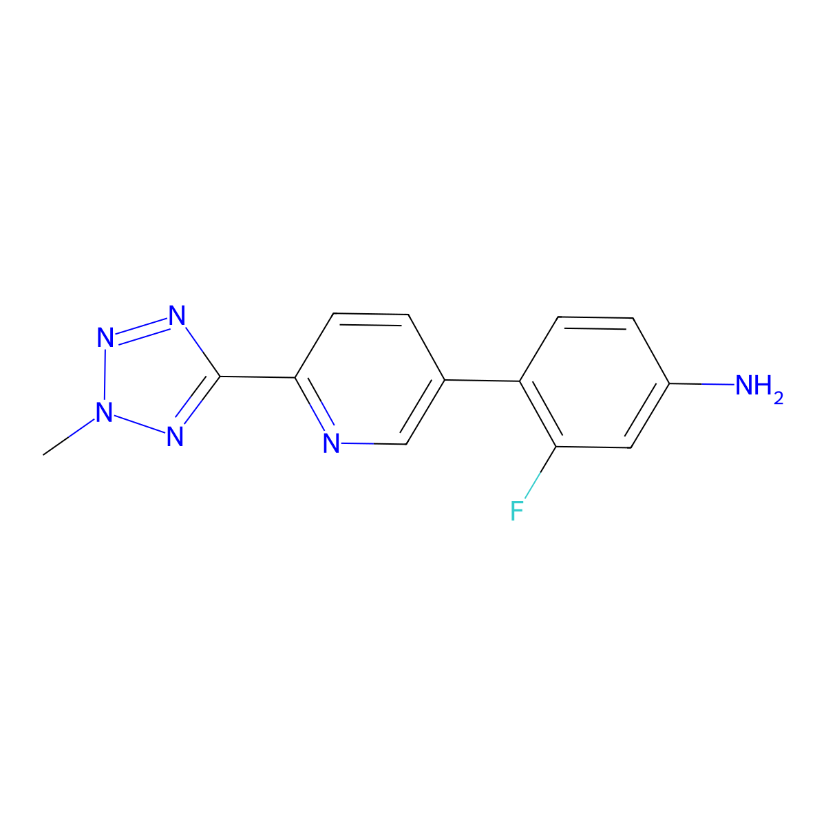 3-Fluoro-4-(6-(2-methyl-2H-tetrazol-5-yl)pyridin-3-yl)aniline molecular structure, CAS 1638760-07-2