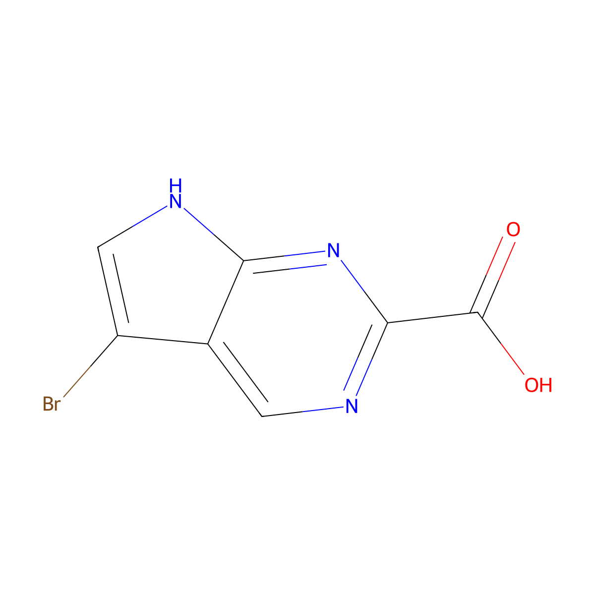 5-Bromo-7H-pyrrolo[2,3-d]pyrimidine-2-carboxylic acid molecular structure, CAS 1638760-16-3