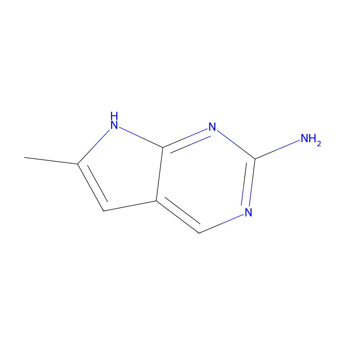 6-methyl-7H-pyrrolo[2,3-d]pyrimidin-2-amine molecular structure, CAS 1638760-18-5