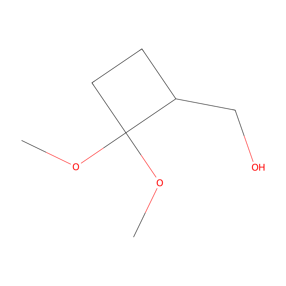 (2,2-Dimethoxycyclobutyl)methanol molecular structure, CAS 1638760-19-6
