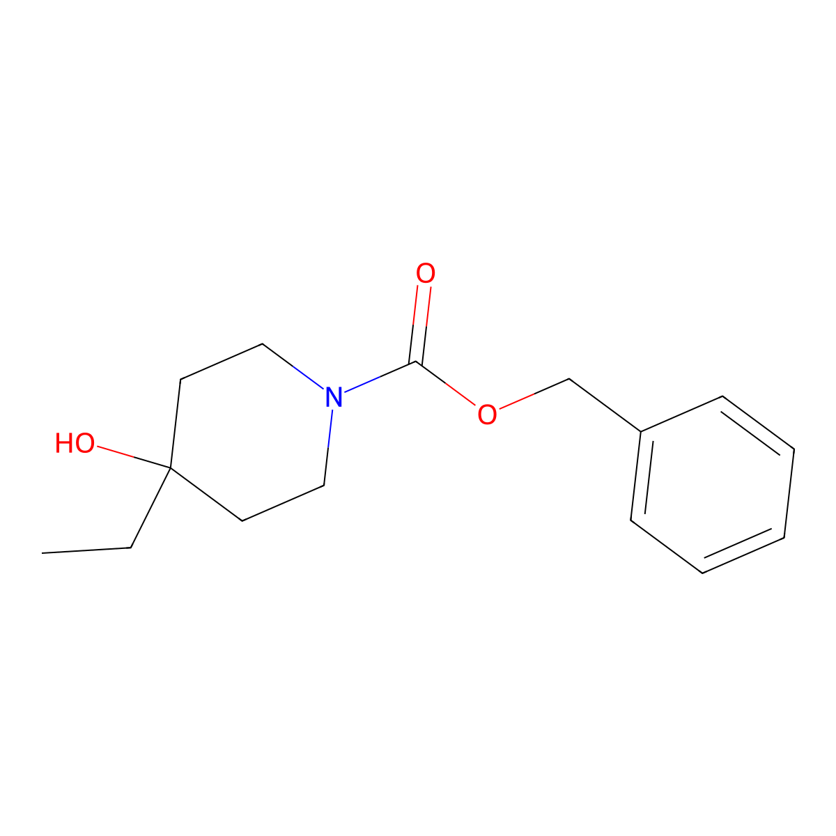 Benzyl 4-ethyl-4-hydroxypiperidine-1-carboxylate molecular structure, CAS 1638760-22-1