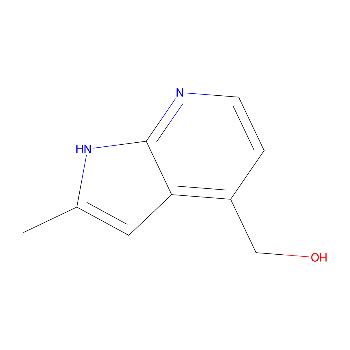 {2-methyl-1H-pyrrolo[2,3-b]pyridin-4-yl}methanol molecular structure, CAS 1638760-24-3