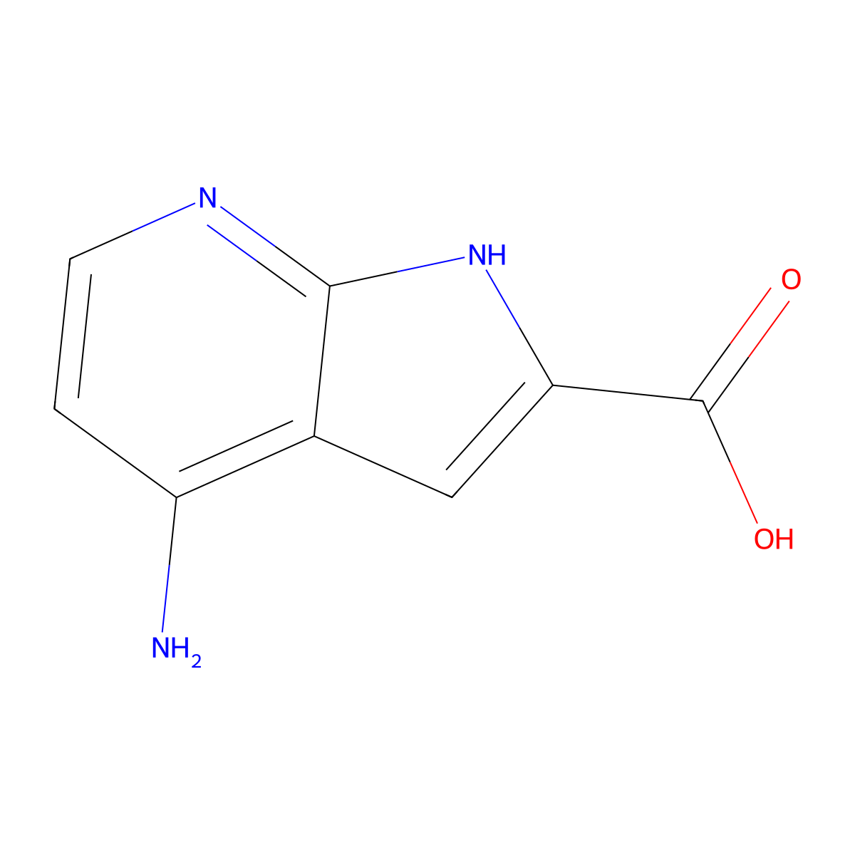 4-amino-1H-pyrrolo[2,3-b]pyridine-2-carboxylic acid molecular structure, CAS 1638760-29-8