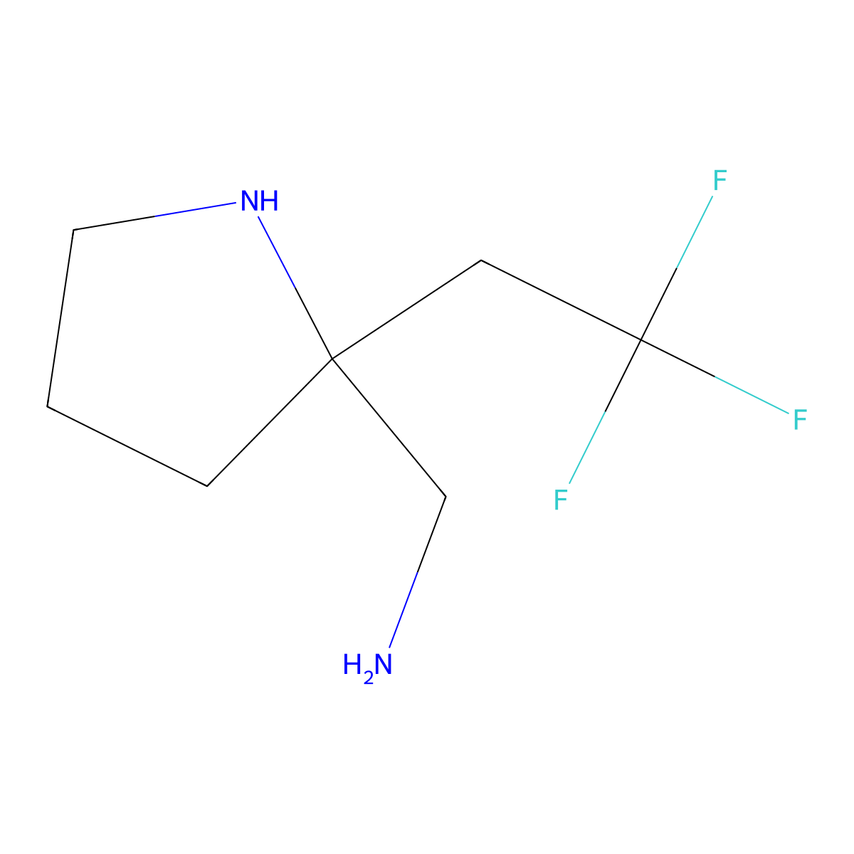 [2-(2,2,2-Trifluoroethyl)pyrrolidin-2-yl]methanamine molecular structure, CAS 1638760-31-2