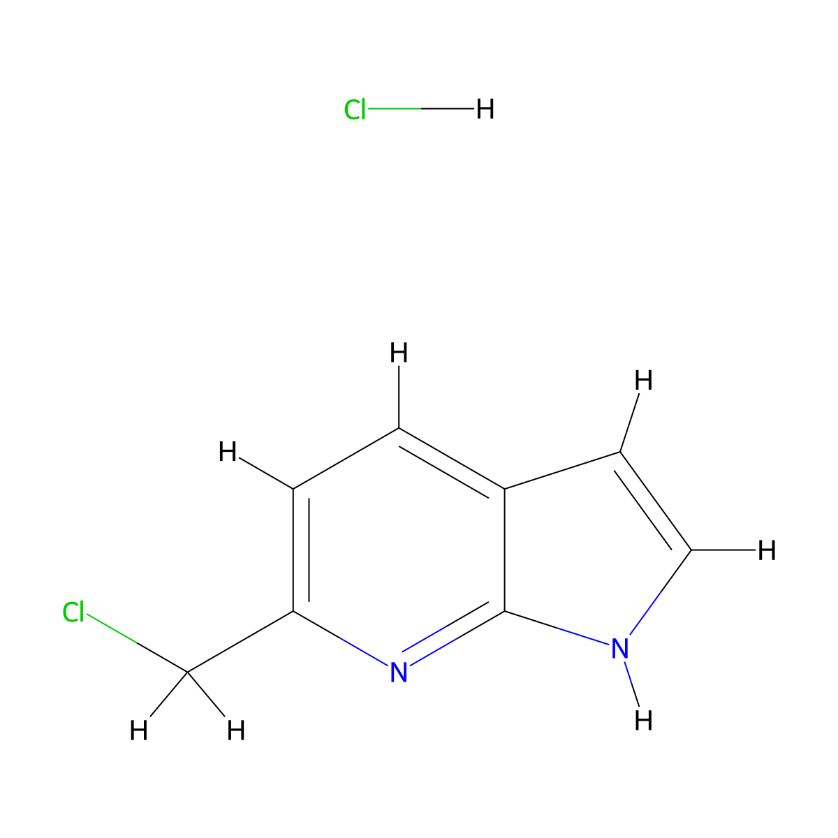 6-(chloromethyl)-1H-pyrrolo[2,3-b]pyridine hydrochloride molecular structure, CAS 1638760-32-3