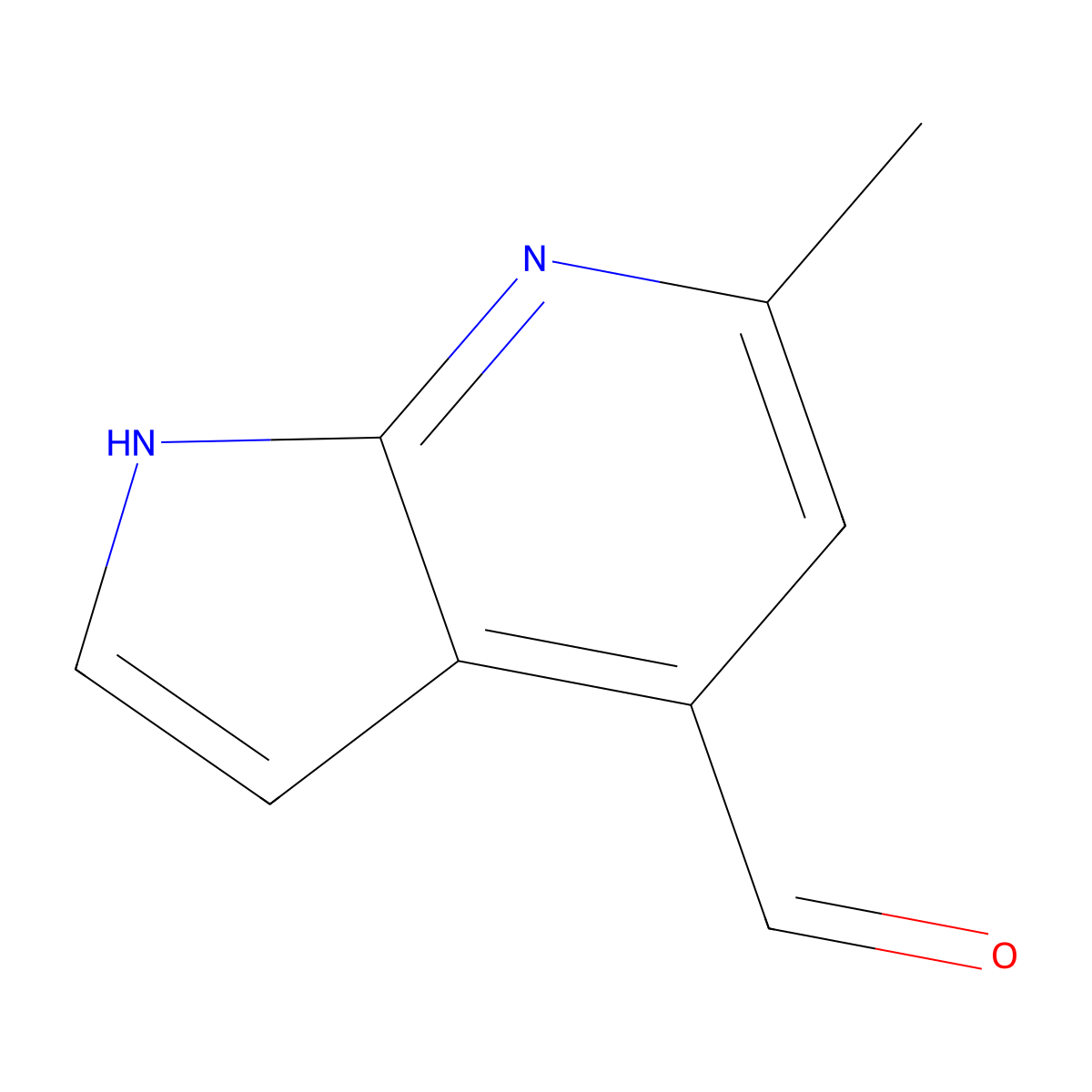 6-methyl-1H-pyrrolo[2,3-b]pyridine-4-carbaldehyde molecular structure, CAS 1638760-36-7