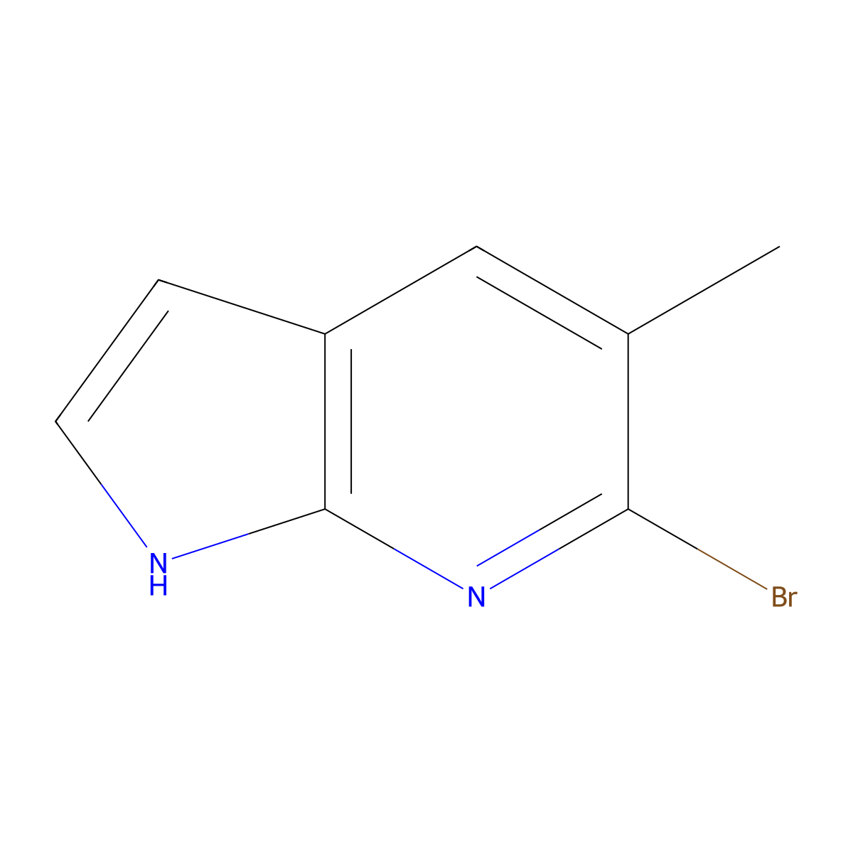 6-bromo-5-methyl-1H-pyrrolo[2,3-b]pyridine molecular structure, CAS 1638760-37-8
