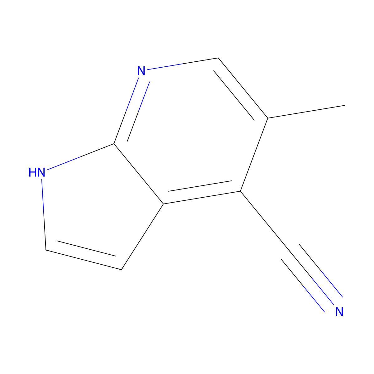 5-methyl-1H-pyrrolo[2,3-b]pyridine-4-carbonitrile molecular structure, CAS 1638760-38-9